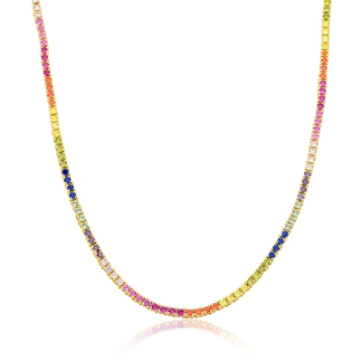 Colar Riviera Prata banho Ouro 18K - Rainbow